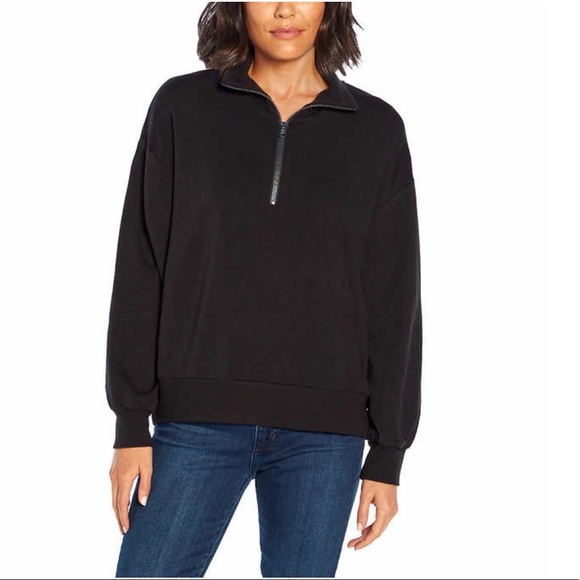 Three Dots Ladies Quarter Zip Pullover, Black - Picture 1 of 4